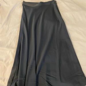 H&M Midi Length Steel Blue Satin Silk Skirt